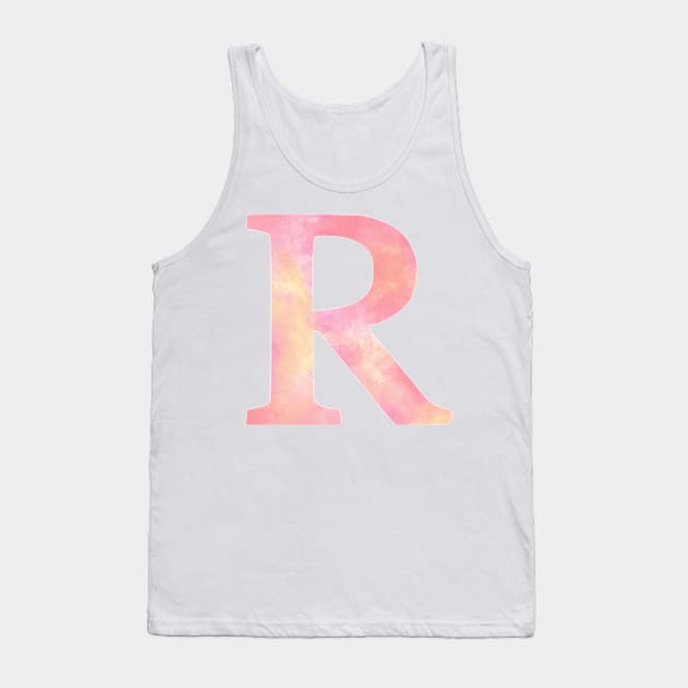 The Letter R Orange and Pink Watercolor Tank Top by Claireandrewss